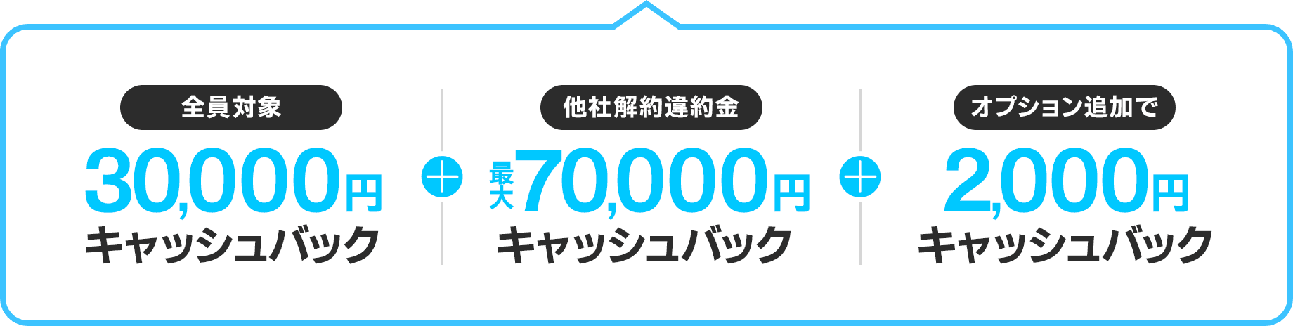 最大6ヶ月間月額390円+最大102,000円キャッシュバック