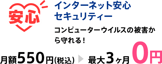 インターネット安心セキュリティ コンピューターウイルスの被害から守れる！