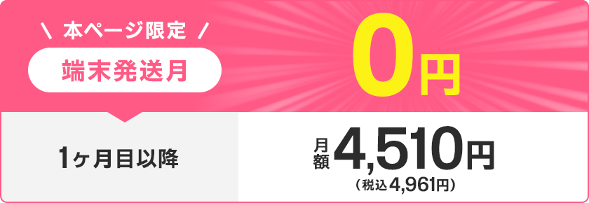 本ページ限定 端末発送月0円