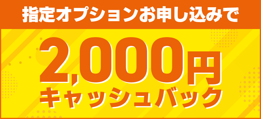 指定オプションお申込みで2000円キャッシュバック