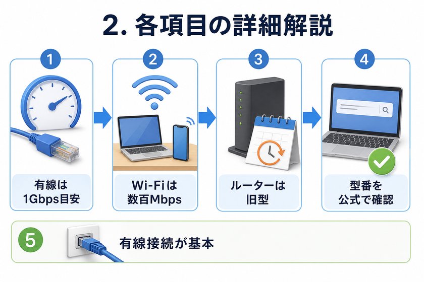 3〜4段階のステップ図：2. 各項目の詳細解説