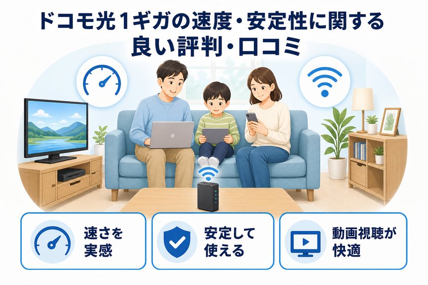 ✓✗チェックリスト：ドコモ光1ギガの速度・安定性に関する良い評判・口コミ