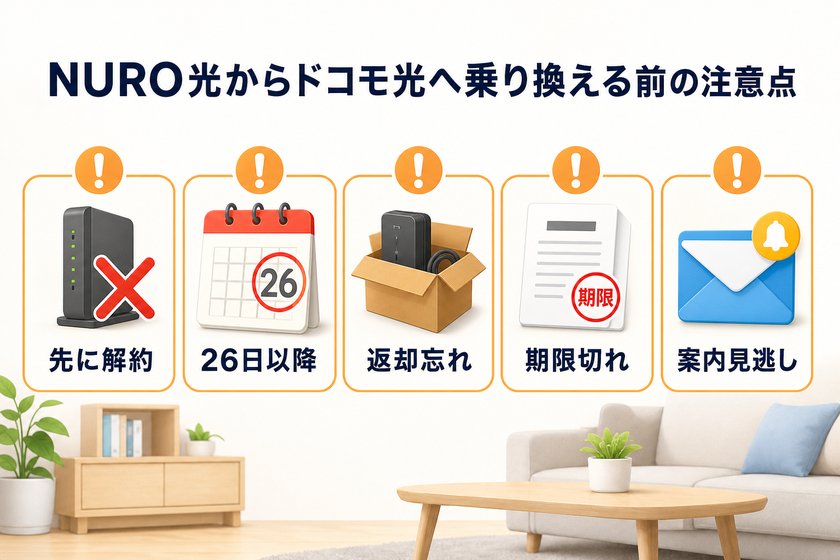 ✓✗チェックリスト:NURO光からドコモ光へ乗り換える前の注意点