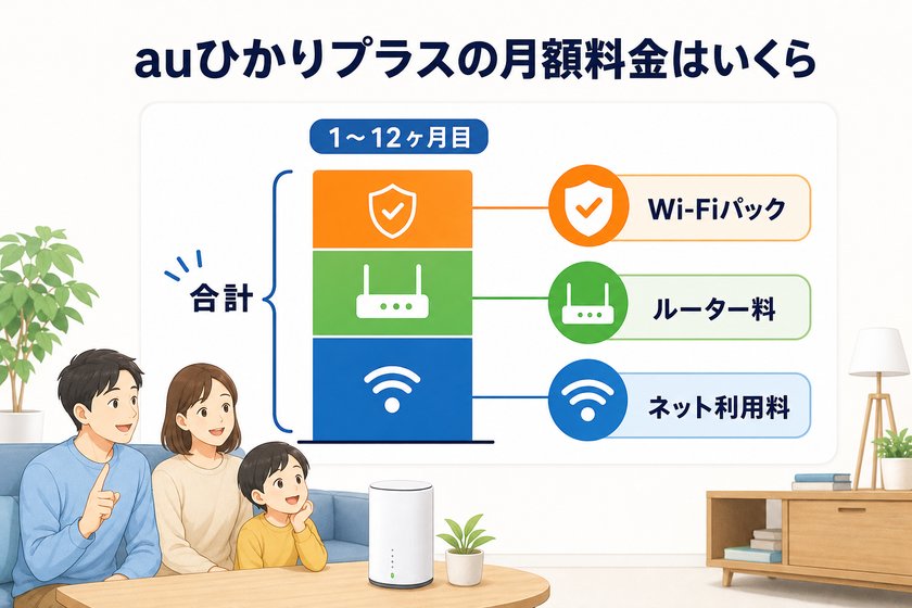 棒グラフ・差分強調表:auひかりプラスの月額料金はいくら