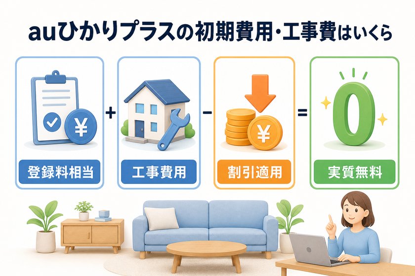 棒グラフ・差分強調表:auひかりプラスの初期費用・工事費はいくら