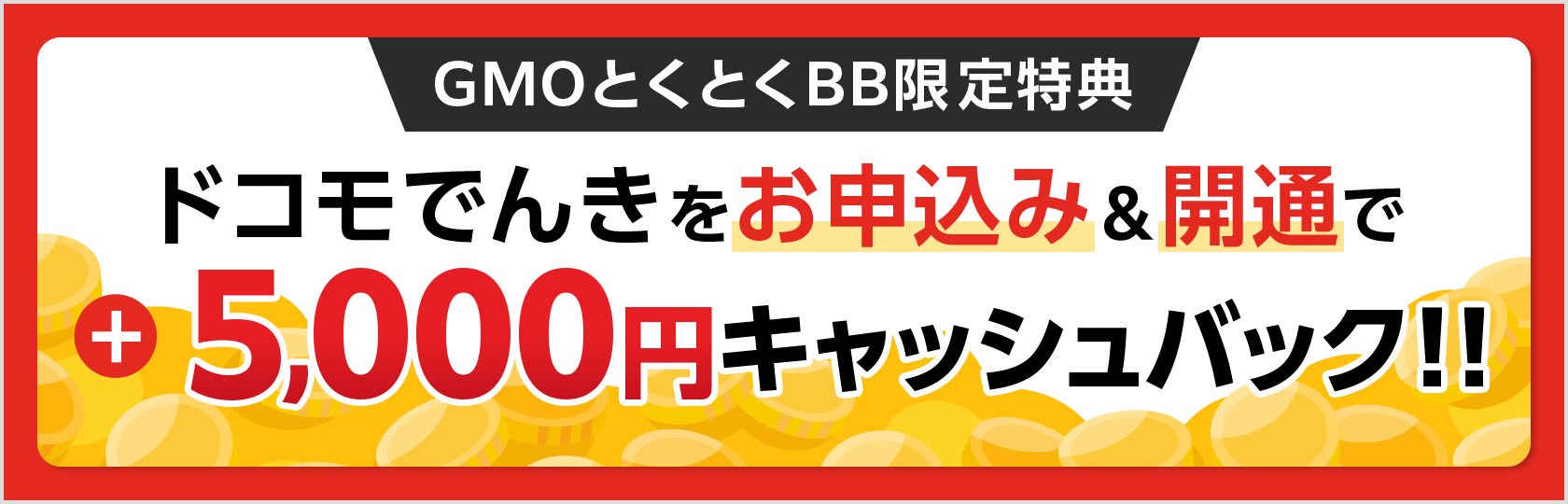 GMOとくとくBB限定特典 ドコモでんきをお申込み&開通で+キャッシュバック!!